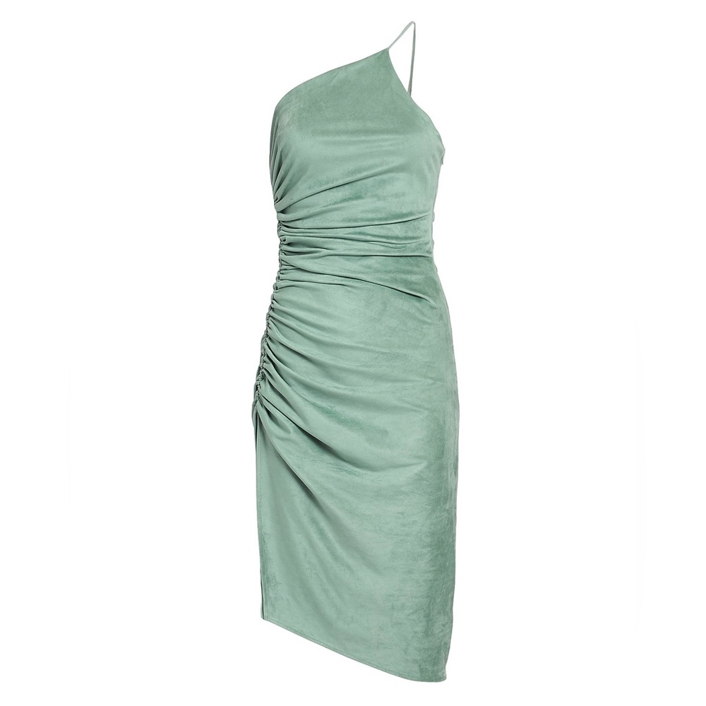NWT Ronny Kobo XS Sage Zarma Ruched One-Shoulder Midi Dress - Picture 8 of 15